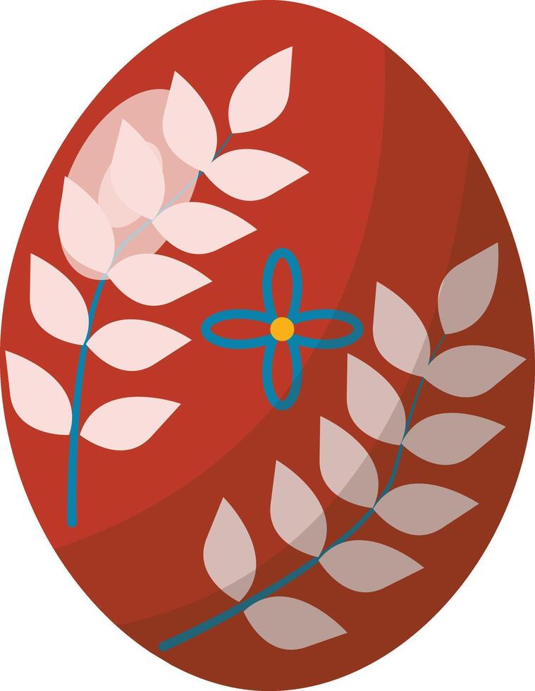 Red Easter Egg with Floral Design and Shape vector