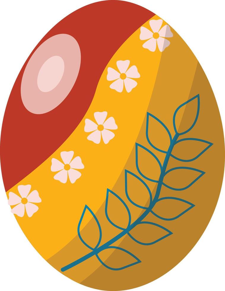 Yellow Easter Egg with Floral Pattern Design and Concept vector