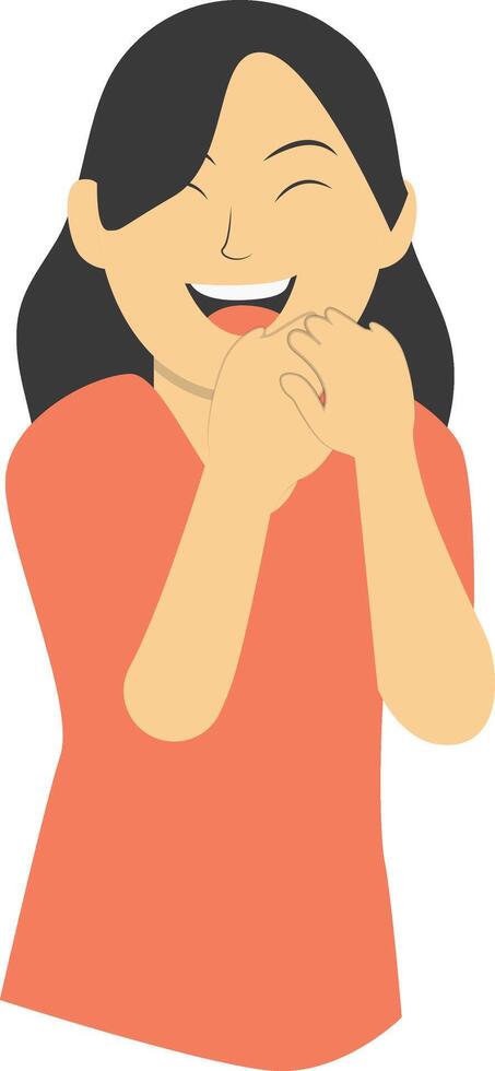 Woman Laugh in Red Clothes vector