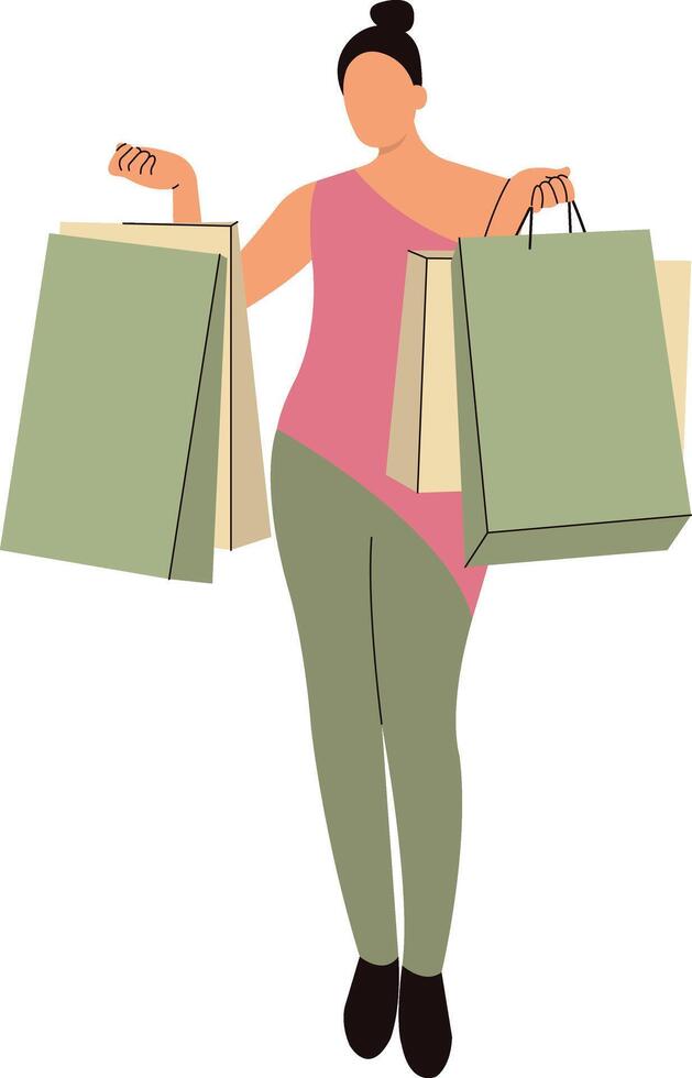 Woman Cartoon Character with Pink Clothes vector