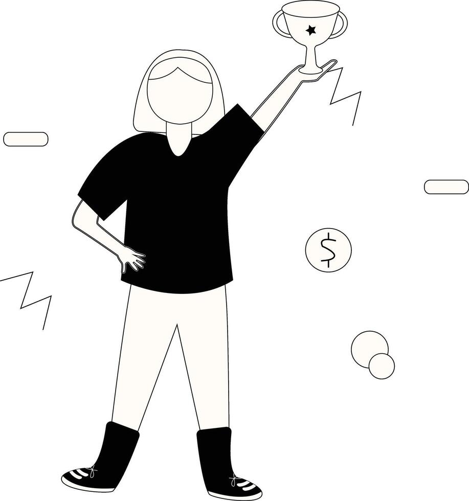 Female Startup Business with Trophy vector