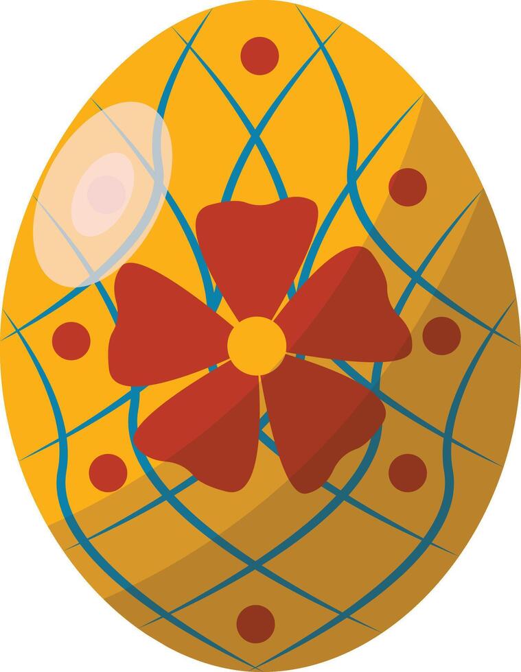 Yellow Easter Egg with Floral Pattern Design and Concept vector