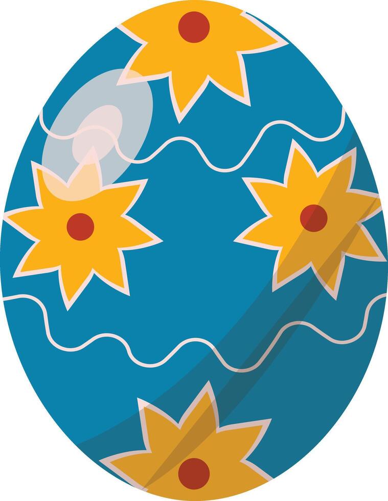 Blue Easter Egg with Floral Design and Concept vector