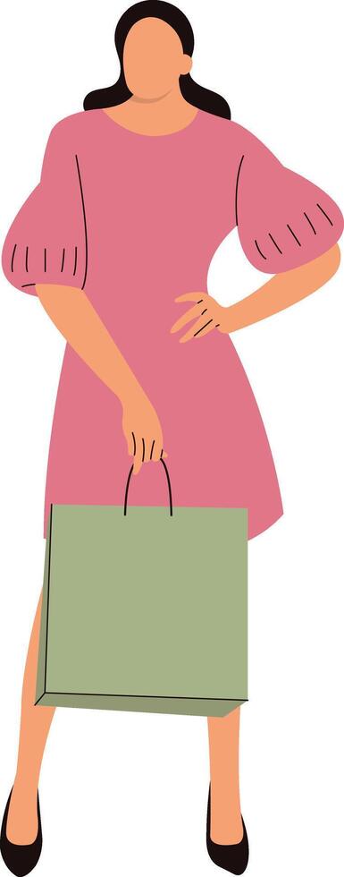 Woman Cartoon Character with Pink Dress vector