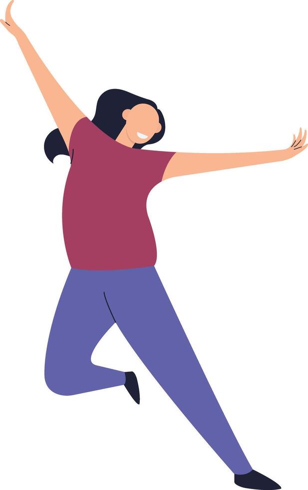 Woman Jumping Pose Character vector