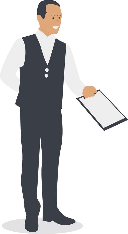 Male Waiter with Menu Board vector