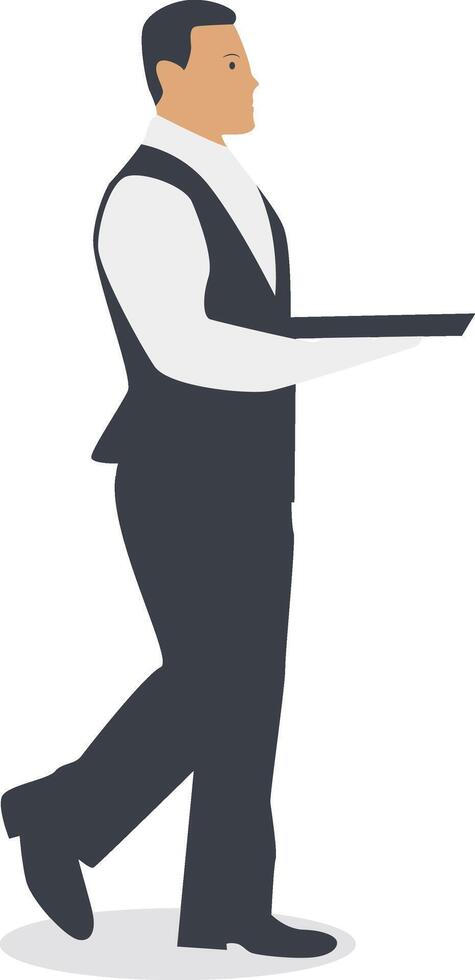 Man Waiter with Tray vector