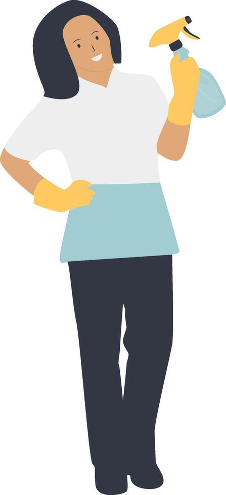 Woman Cleaning Illustration with Spray vector