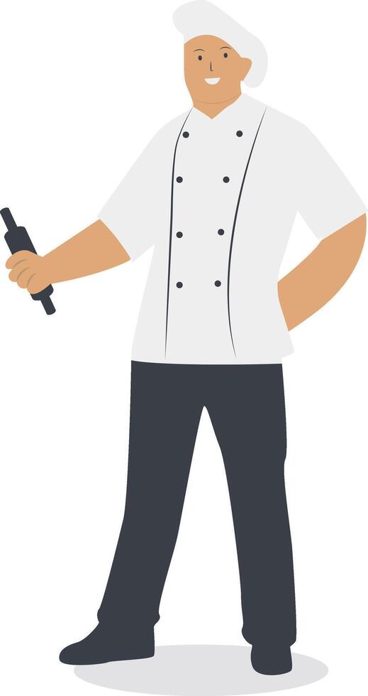 Illustration of a Male Chef Holding Rolling Pin vector