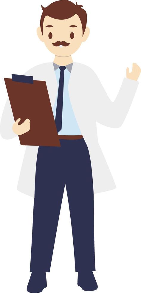 Man Doctor Professional Holding Clipboard vector
