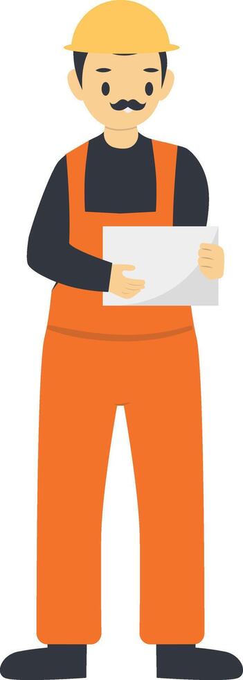 Man Architecture Illustration with Orange Uniform vector
