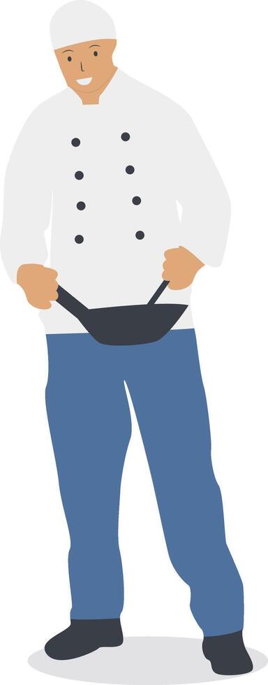 Man Chef Illustration Holding Pan vector