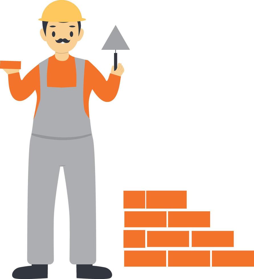 Male Construction Worker in Gray Uniform vector