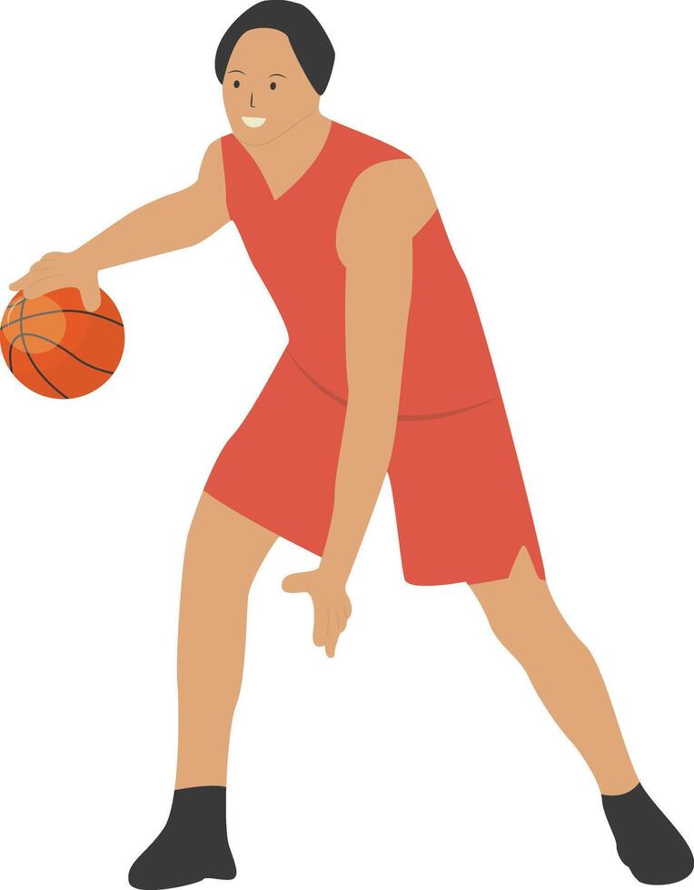 Man Playing Basketball with Dribble Position vector