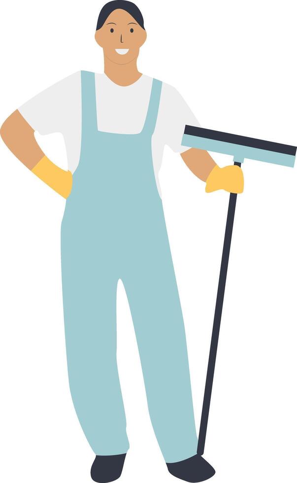 Man Cleaning Illustration with Apron vector