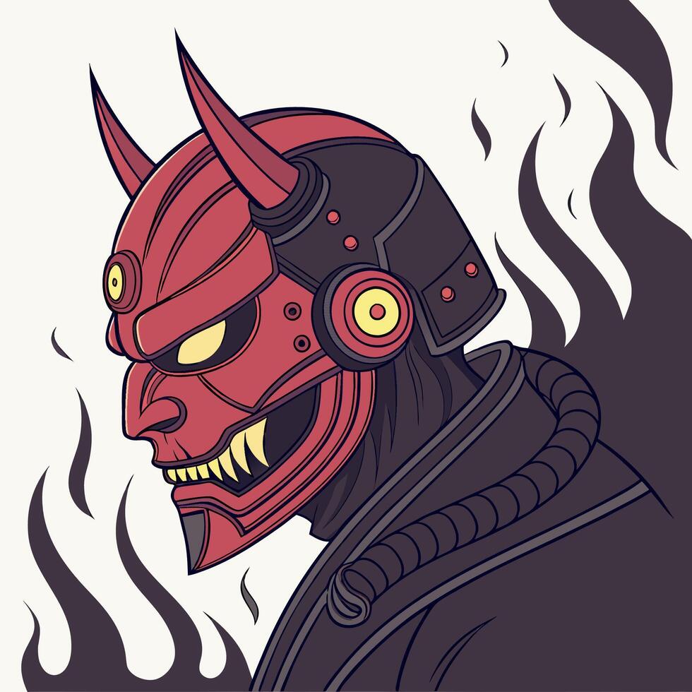 Japanese Demon Robot Illustration vector