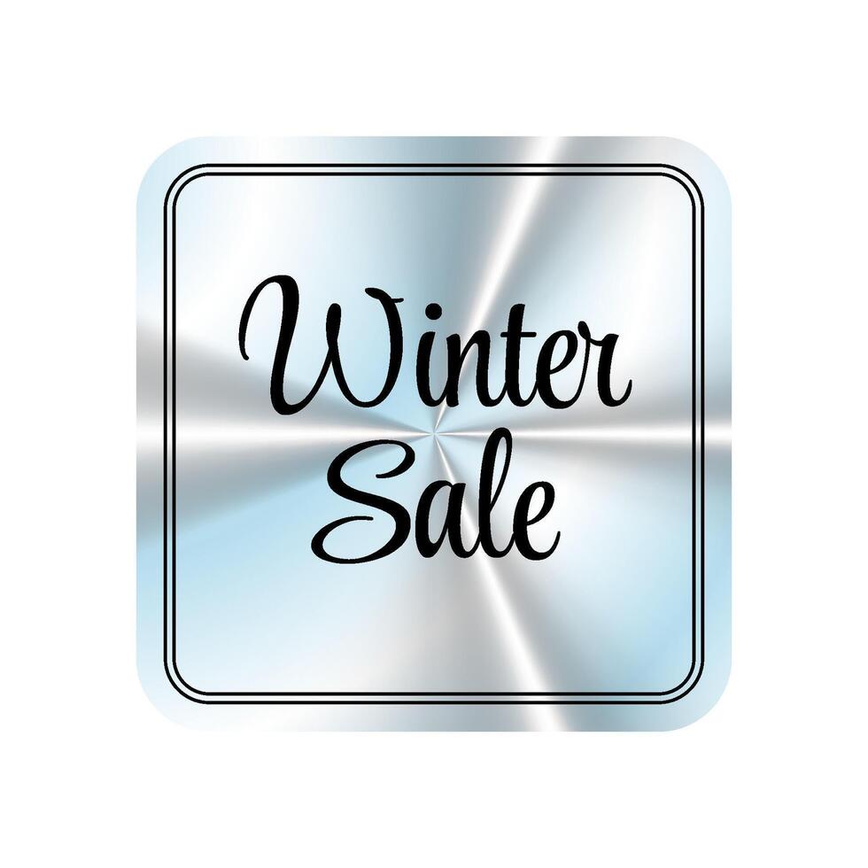 Holographic square sticker. Winter sale. Geometric hologram label, iridescent foil, adhesive film. Colored tag, rainbow shiny emblem. Isolated Neon illustration vector