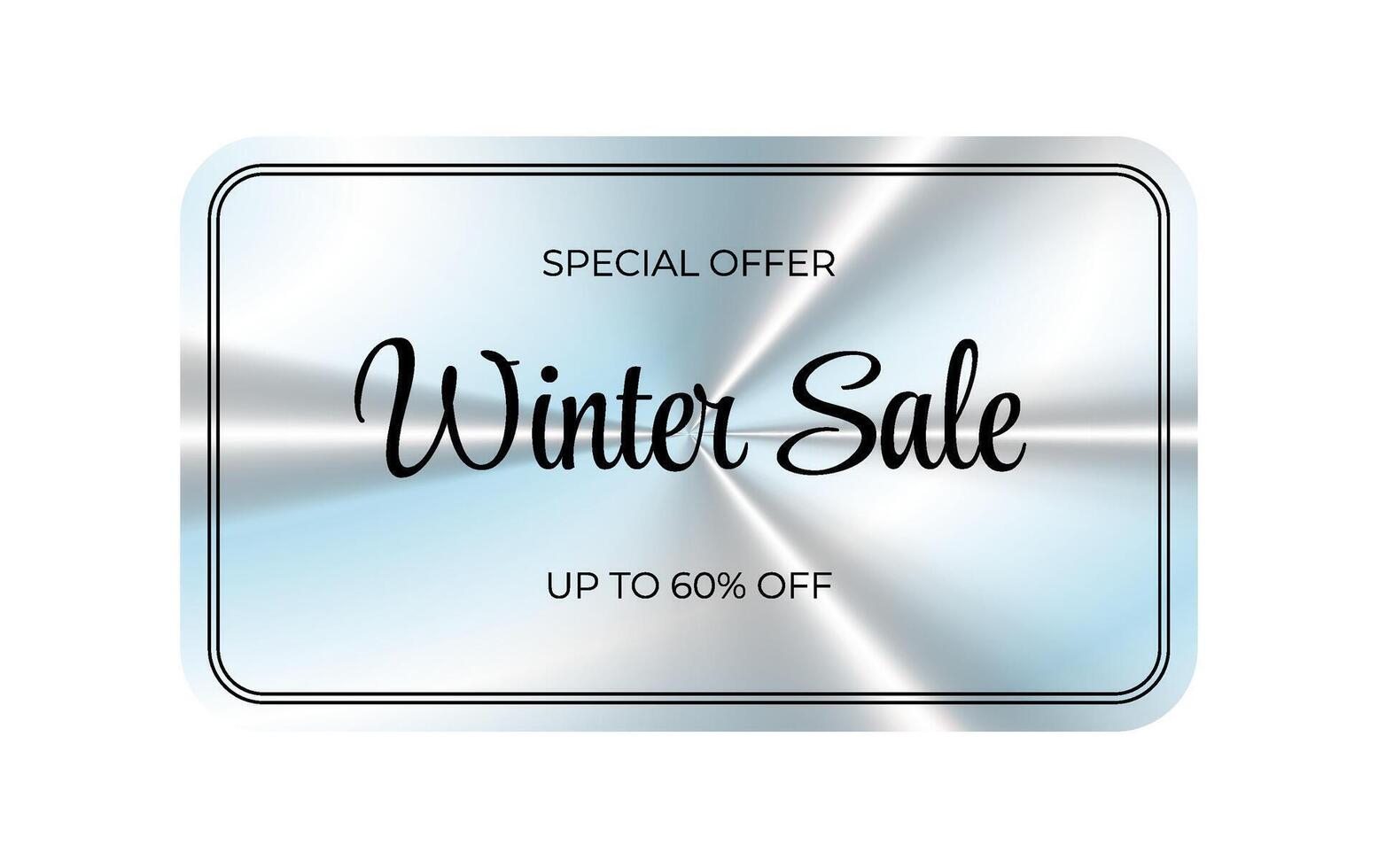 Holographic rectangle sticker. Winter sale. Geometric hologram label, iridescent foil, adhesive film. Colored tag, rainbow shiny emblem. Isolated Neon illustration vector