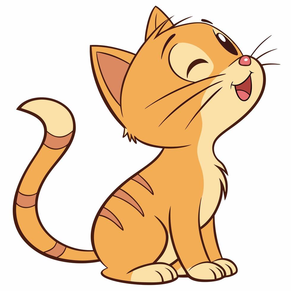 cartoon cat with open mouth and eyes vector