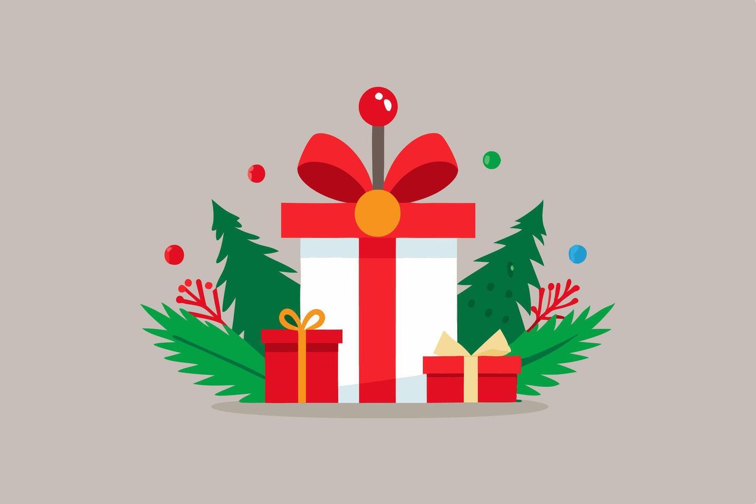 christmas gift box with christmas tree and presents vector