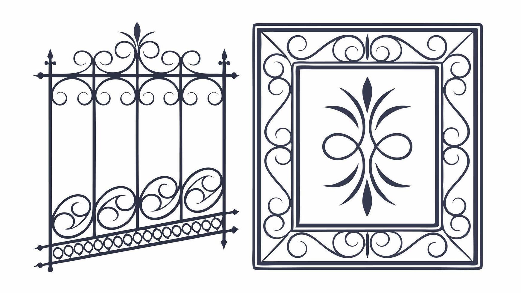 A set of decorative metal and wrought iron elements vector