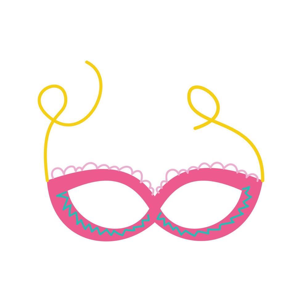A decorative pink party mask with golden accents, symbolizing masquerade-style fun. vector