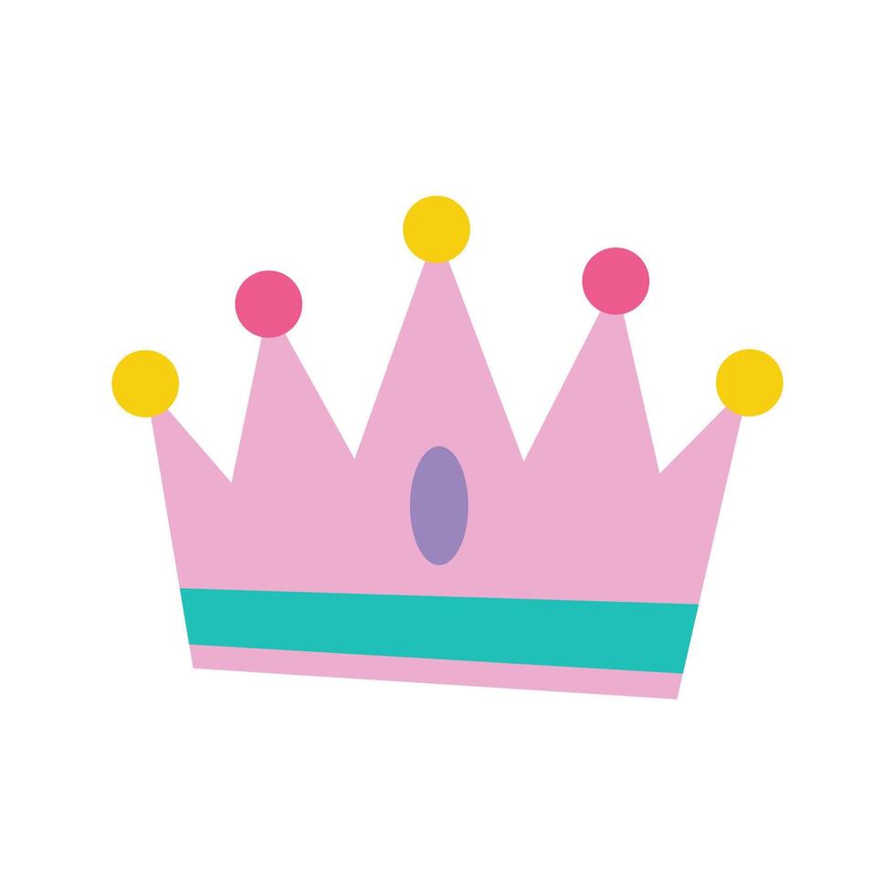 A pink crown with yellow dots, symbolizing celebration or royalty. Often used as a festive party prop. vector