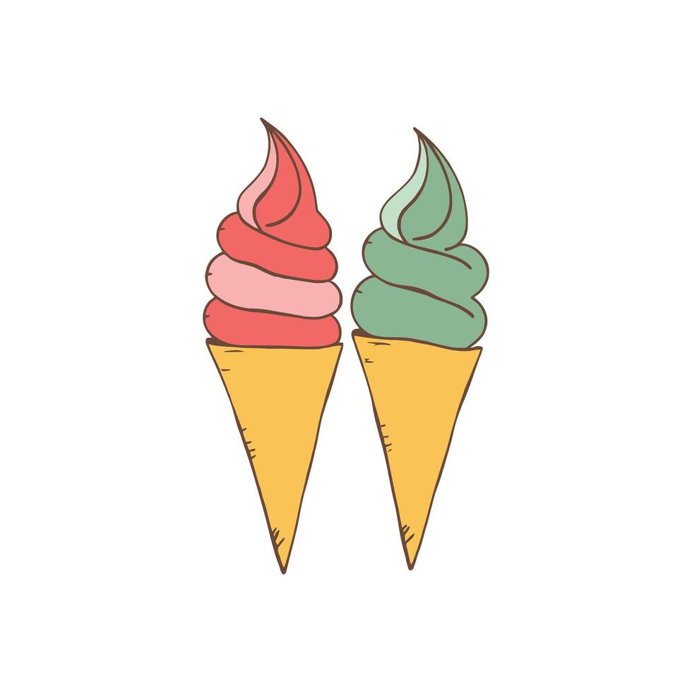Hand-Drawn Ice Cream Cone Art Perfect for Summer and Sweet Treat Illustrations vector