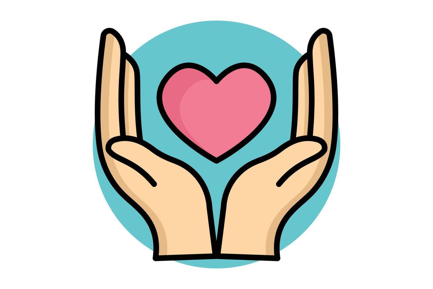 Charity icon. colored outline icon style. hand with heart. icon related to donation and charity. donation elements illustration vector