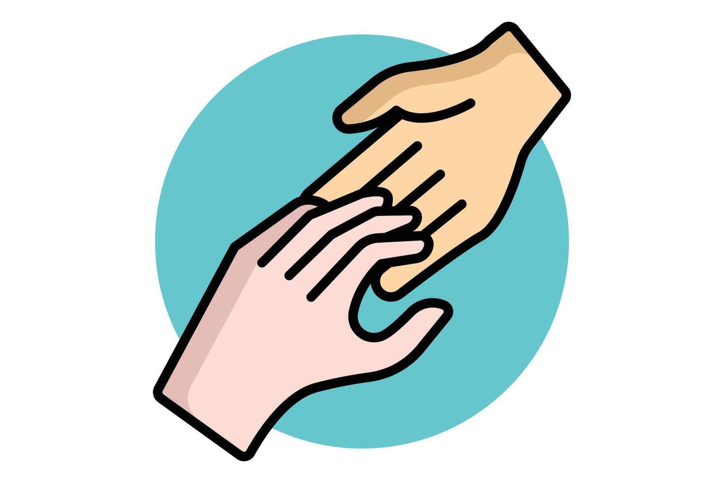 Helping icon. colored outline icon style. holding hands. icon related to donation and charity. donation elements illustration vector