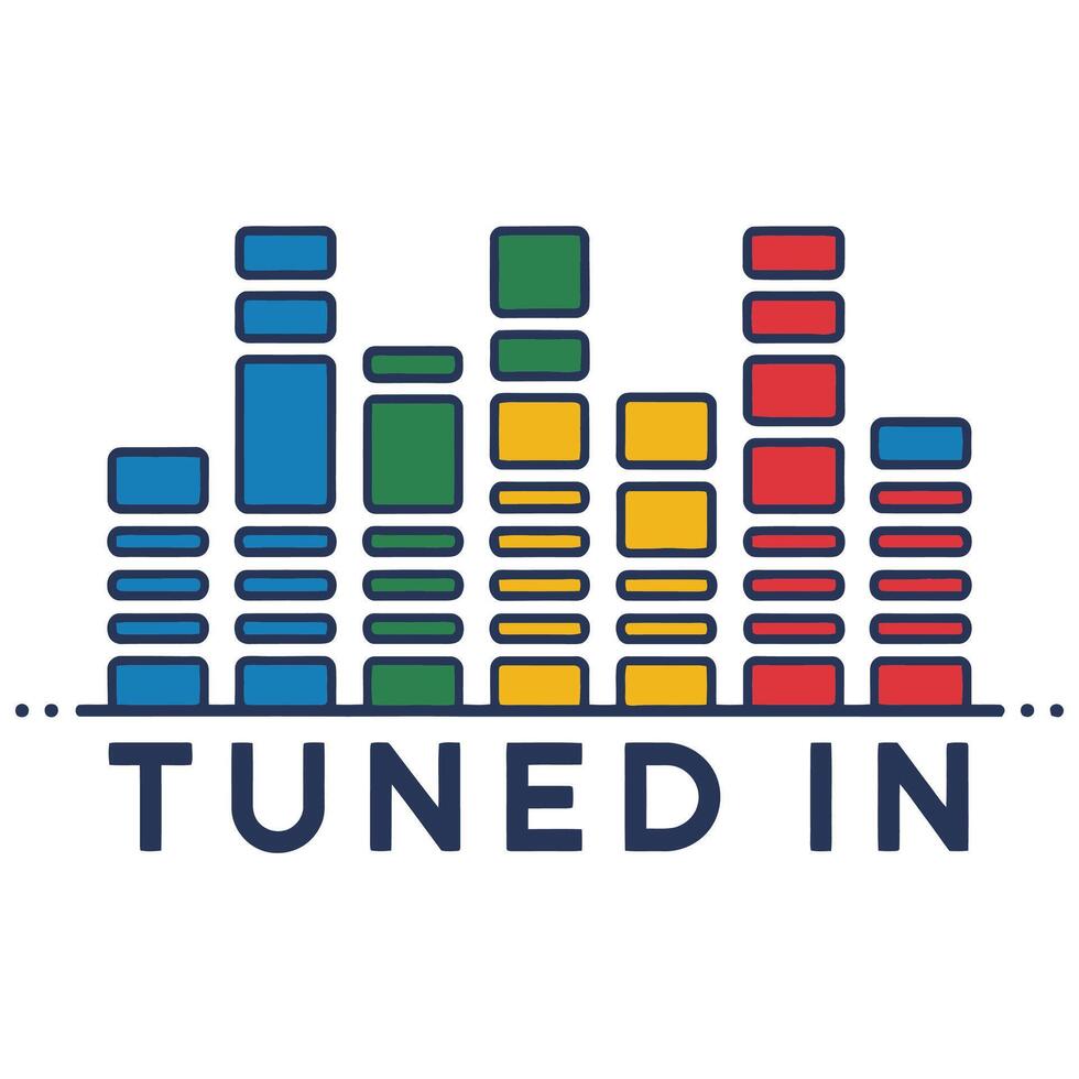 The logo for tuned in, a podcast network vector