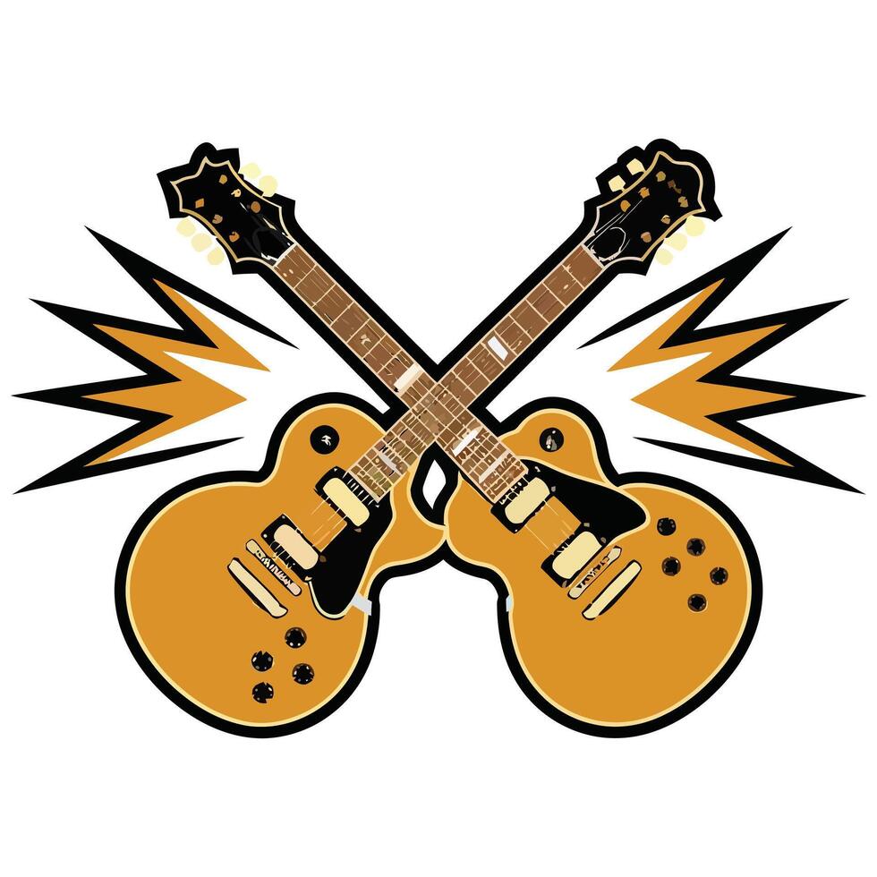 Two guitars with lightning bolts vector