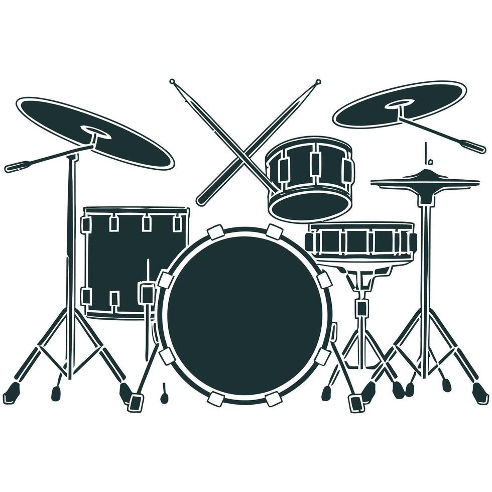 Unique Drum Set logo with Minimalist Features. vector