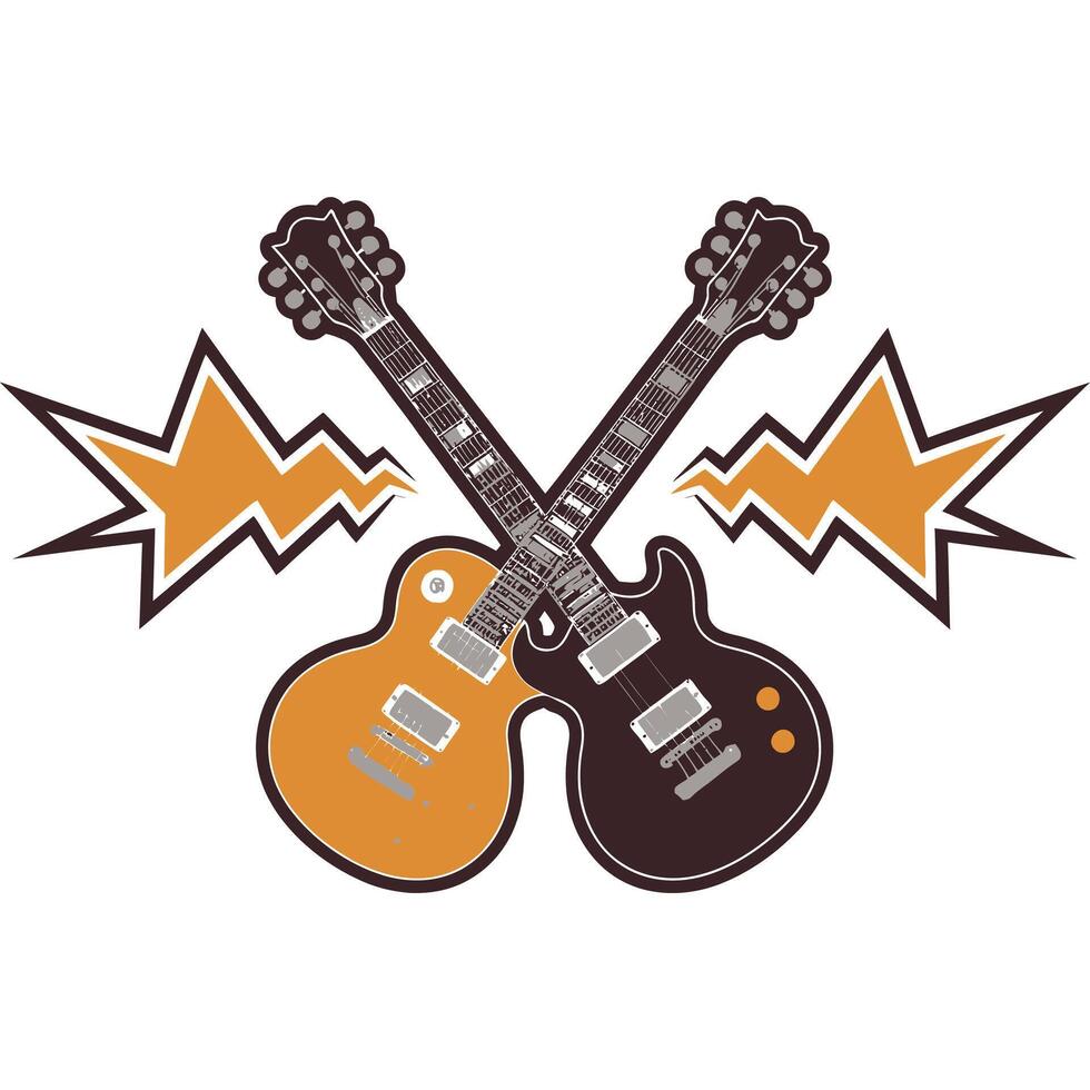 Dynamic Guitar Logo with Vibrant Style. vector