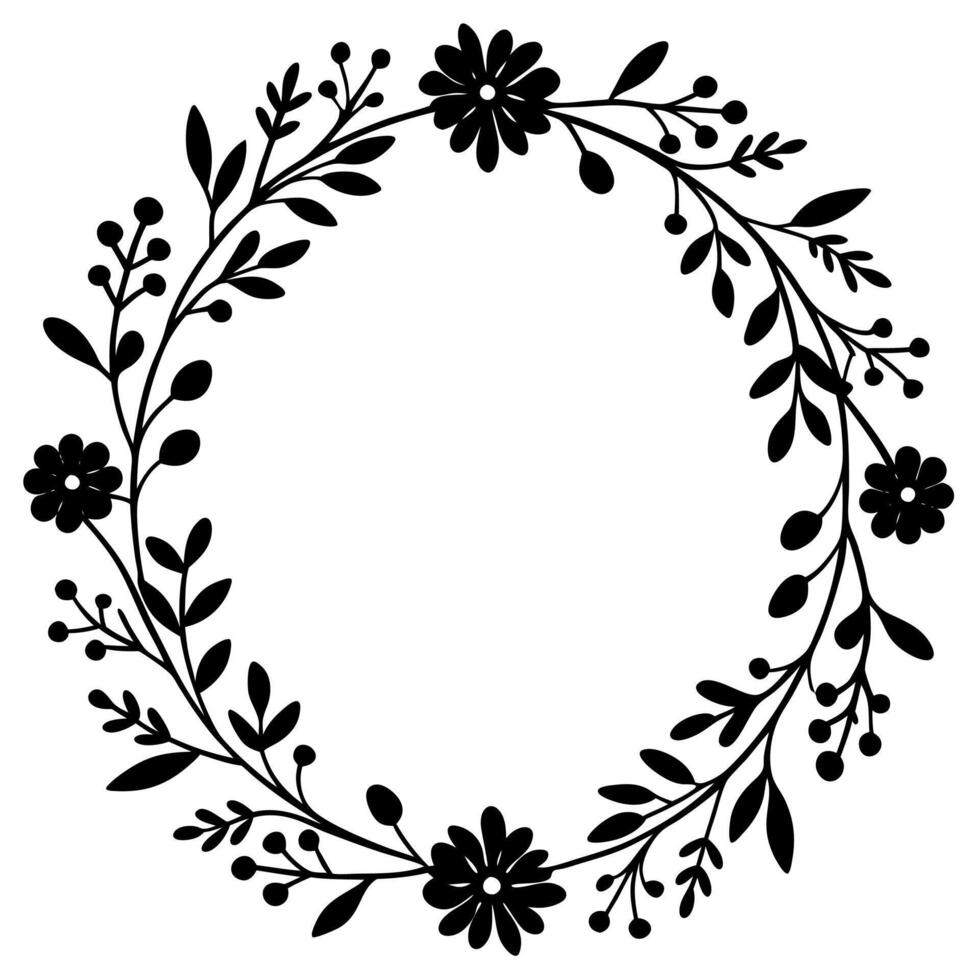 Minimalist Floral Silhouette Frame Artwork vector