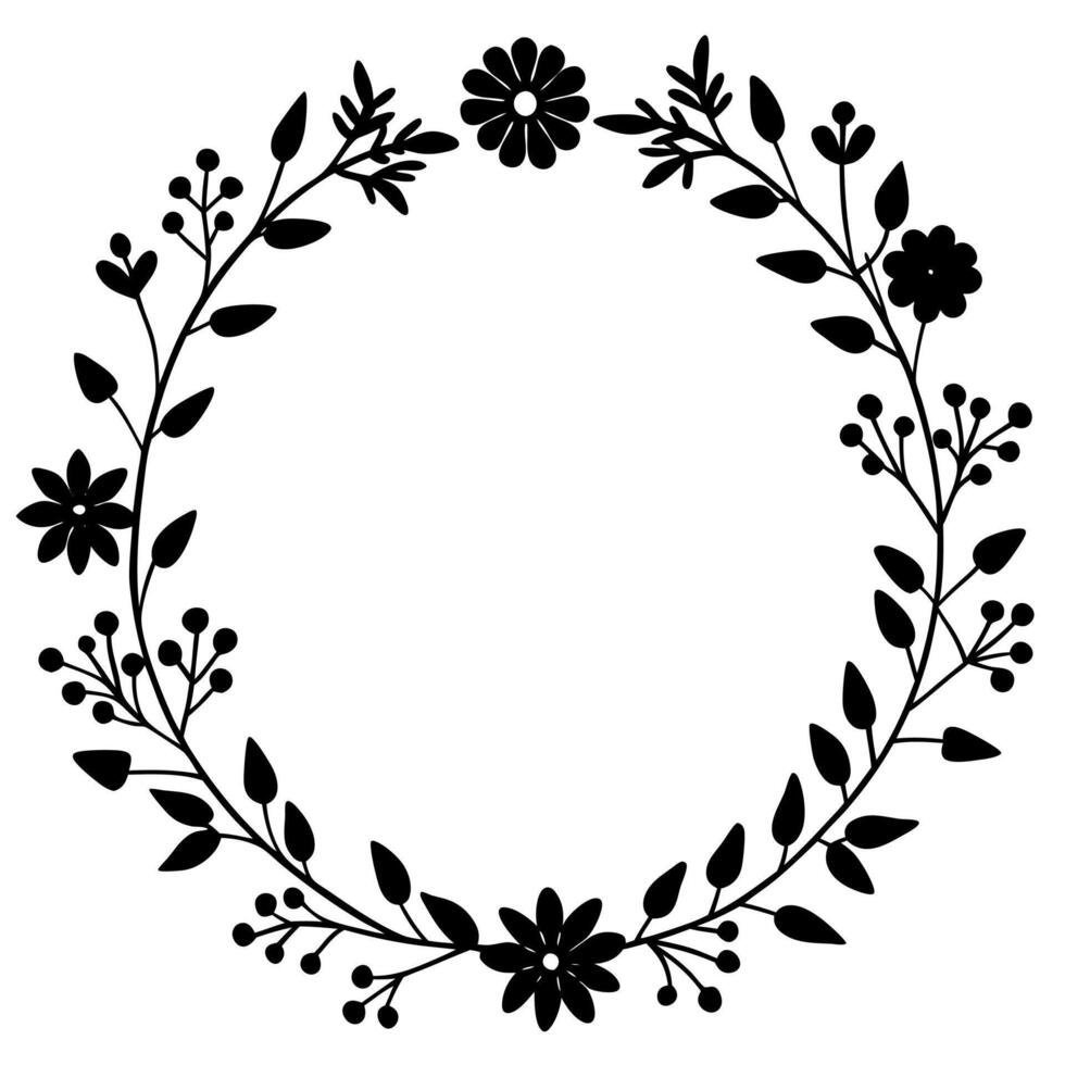 Simple Rectangular Flower Frame Silhouette vector