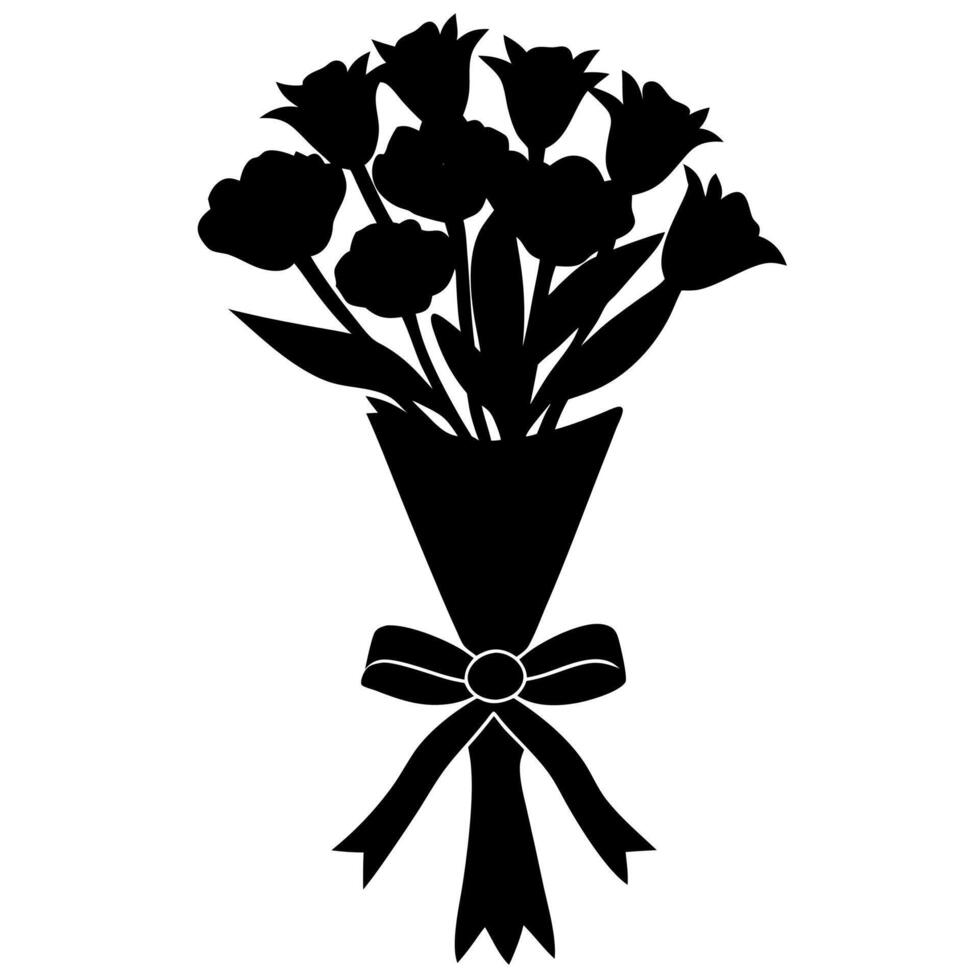 Artistic Rose Bouquet Silhouette Design vector