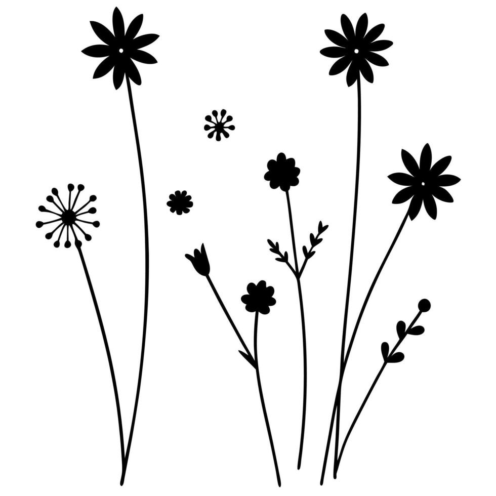 Floral Icons Silhouette Set for Art and Design Projects vector