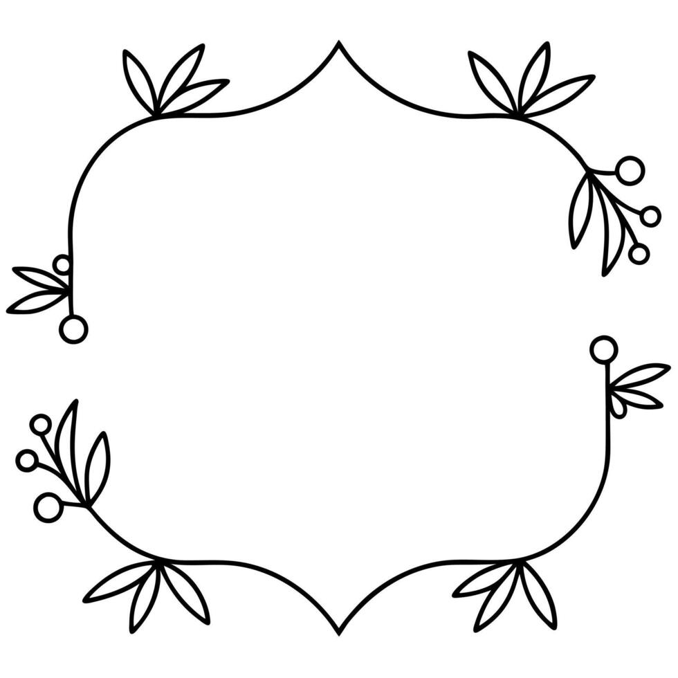 Hand-Drawn Floral Frame Silhouette Design vector