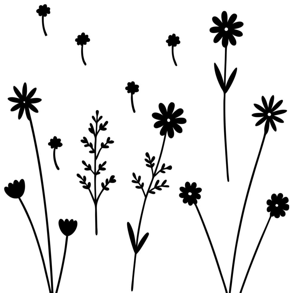 Minimal Tiny Floral Icons Silhouette Collection vector