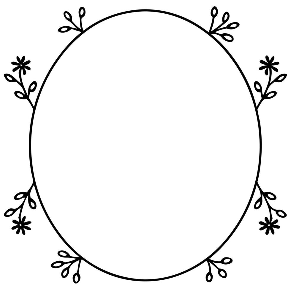 Decorative Circular Flower Silhouette Frame vector