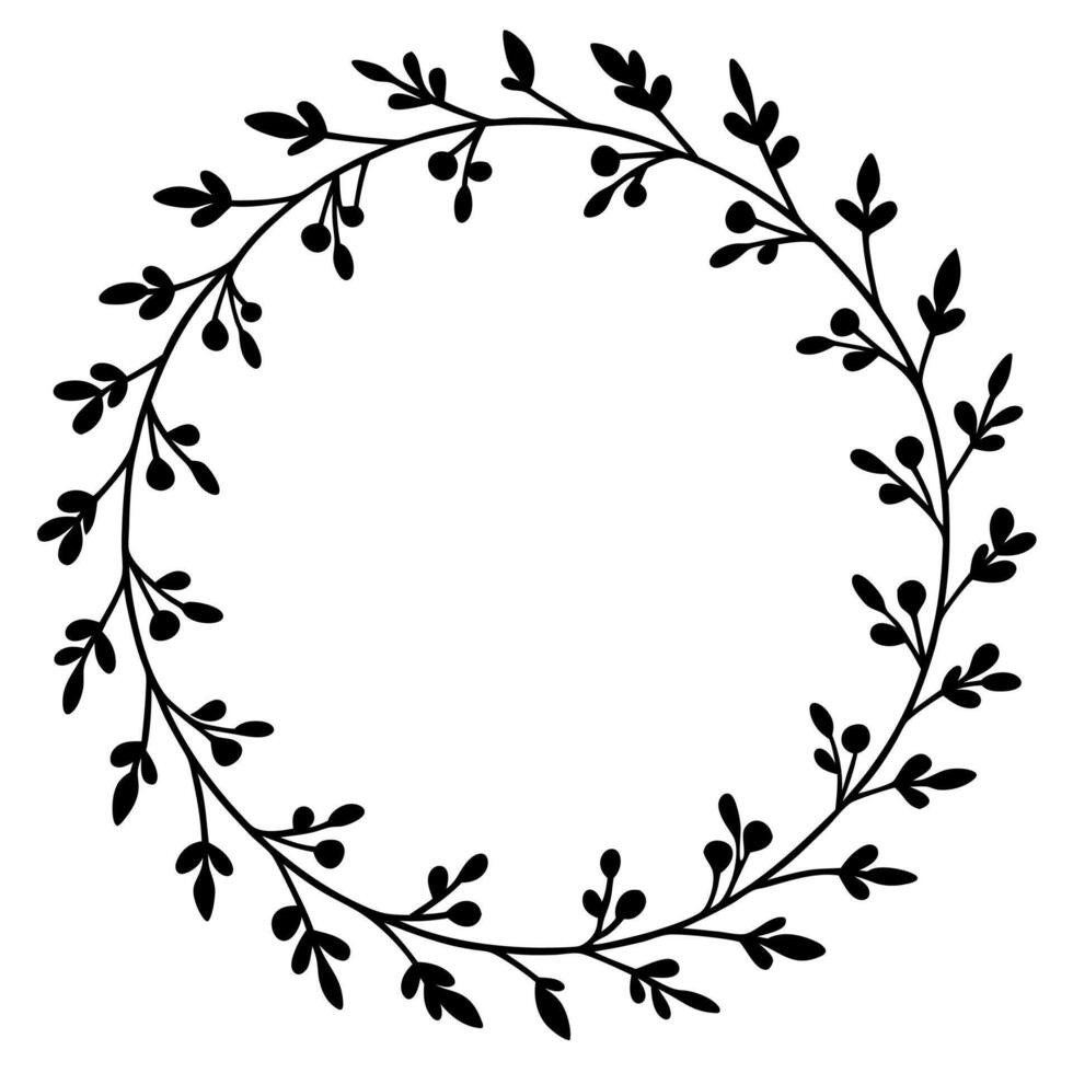 Hand-drawn Floral Wreath Silhouette for Branding vector
