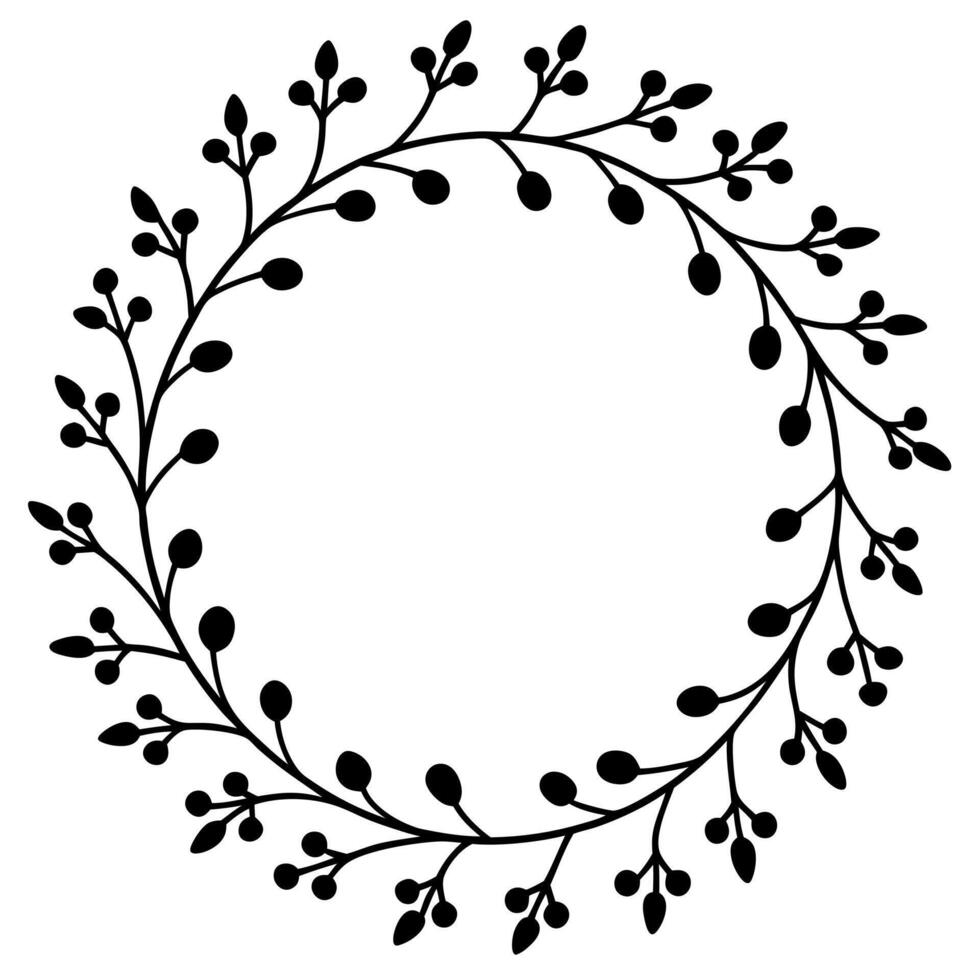 Modern Delicate Wreath Floral Silhouette for Prints vector