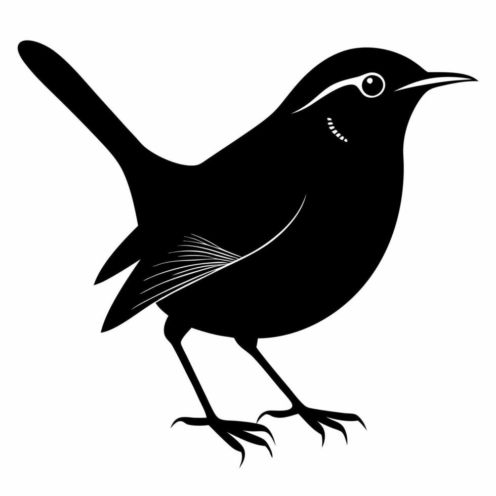 Minimalistic Wren Bird Silhouette for Creative Projects vector