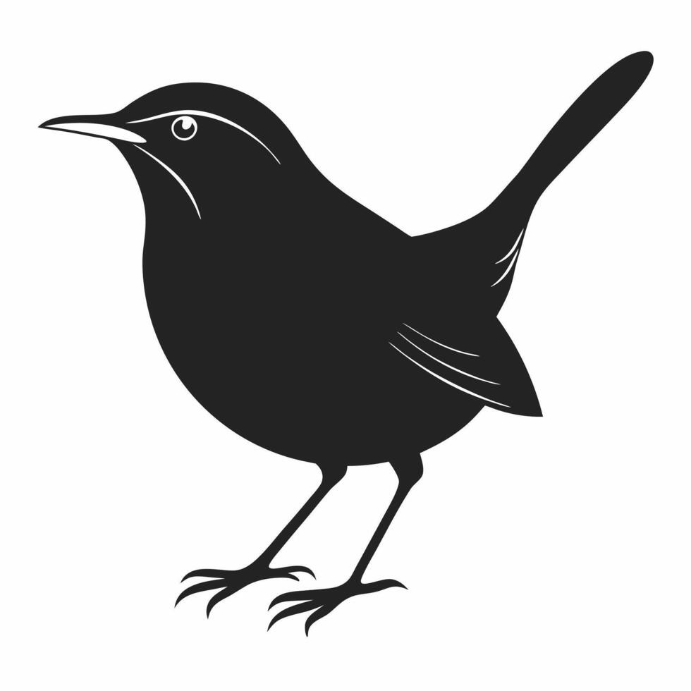 Simple Wren Bird Silhouette for Nature Art Lovers vector