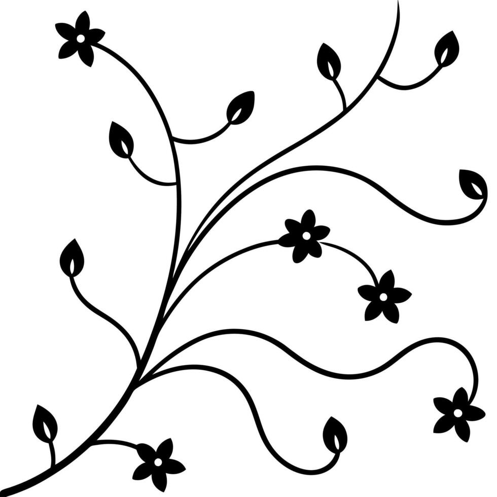 Small Floral Silhouette Illustration Repeating Pattern vector