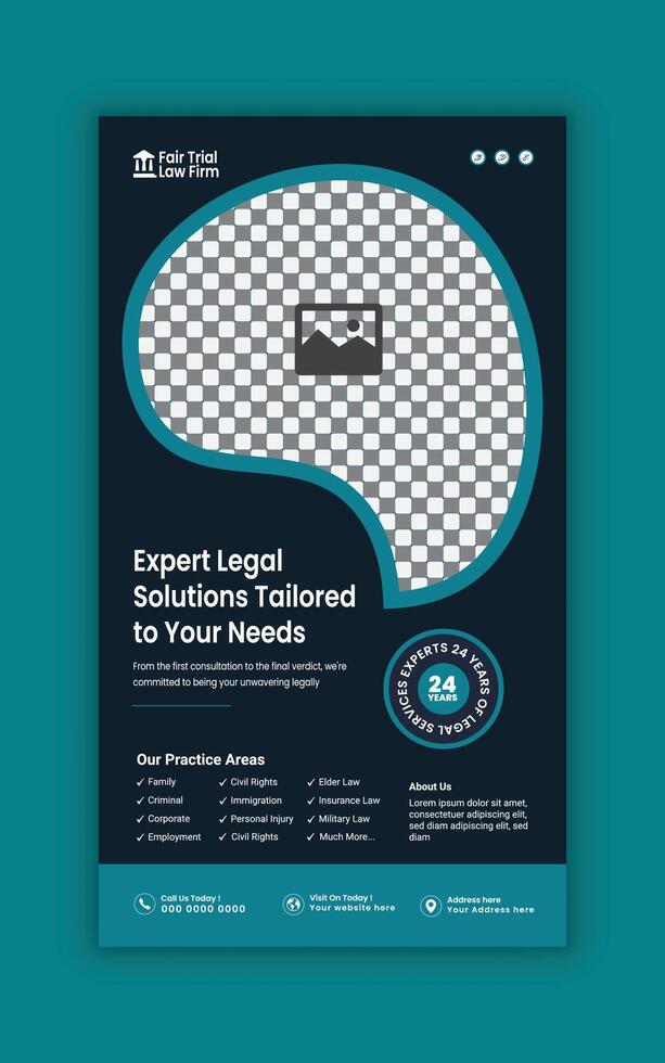 Flat Legal Services Online vertical Banner and Social Media Design Template vector
