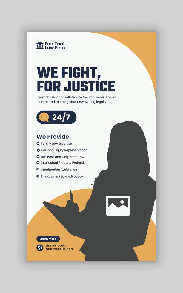 Law Firm Service online Post Banner Design or vertical banner design template vector