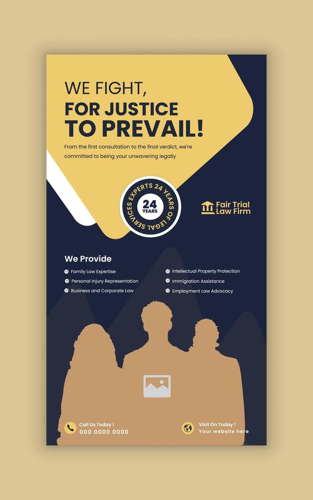 Flat Legal Services story Banner Layout for Social Media vector