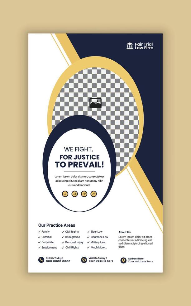 Flat Law Firm Advertising Web Banner Layout for Social Media post template vector